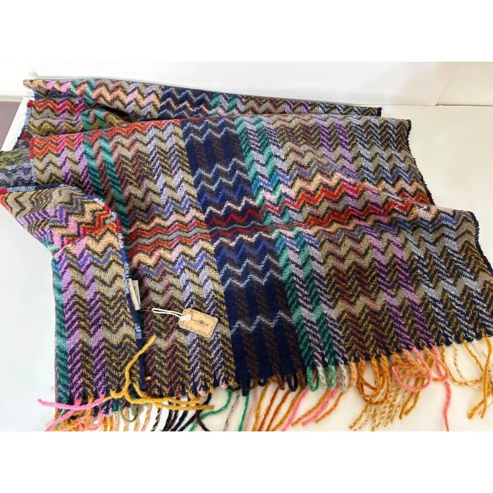 NWT Natural Life Zig Zag Knit Scarf Shawl Throw Fringe Chevron 70"X24 - Picture 7 of 7